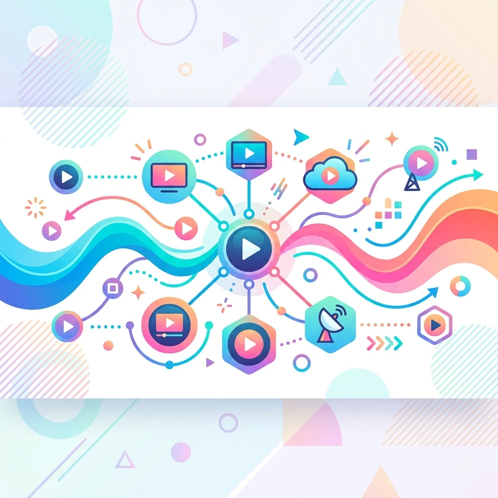Abstract vector illustration representing open video streaming network nodes
